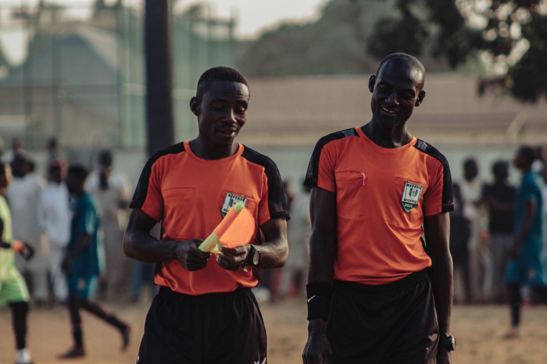 Technical officials in a pre-match briefing